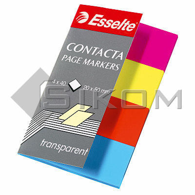 Samolepící záložky Contacta neonové - 20 mm x 50 mm / 4 x 40 lístků / průhledné